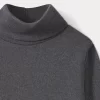 Child Bonpoint Tops | Thin Turtleneck Sweater Dark Heathered Gray