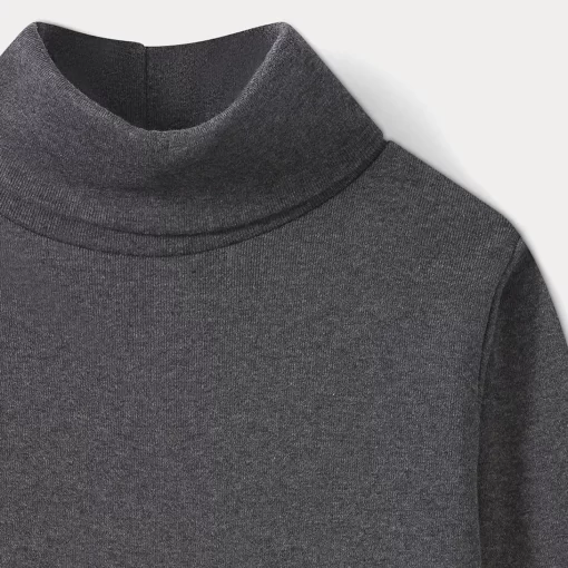 Child Bonpoint Tops | Thin Turtleneck Sweater Dark Heathered Gray