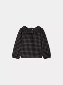 Child Bonpoint Tops | Timber Embroidered Blouse Slate Grey