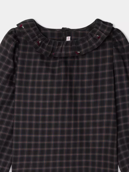 Child Bonpoint Tops | Timber Embroidered Blouse Slate Grey