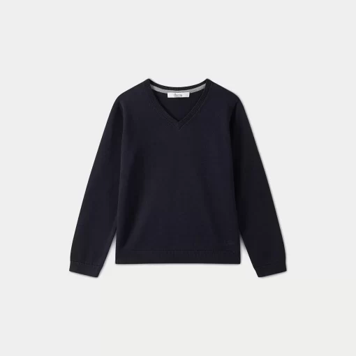 Child Bonpoint Cardigans And Sweaters | V-Neck Sweater For Boys Navy